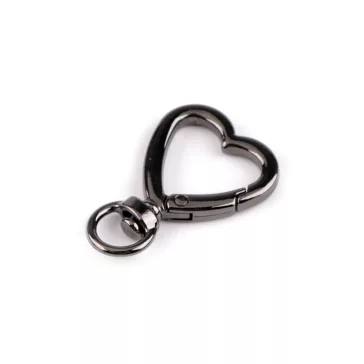   Fém forgó karabiner szív 10 mm-es átfűzőnyílással - 4 nikkel fekete (1 db-os csomagolás)