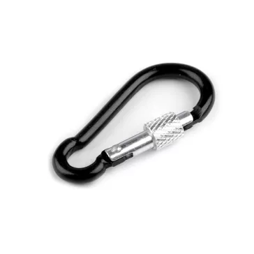 Fém karabiner kapoccsal - 2 fekete (50 db-os csomagolás)