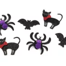 Nemez macska, denevér és pók csillogóval, Halloween - variáns készlet (60 db-os csomagolás)