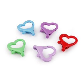 Fém karabiner színes szív 15 mm lyuk