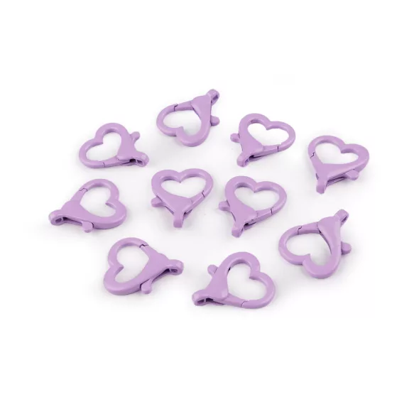 Fém karabiner színes szív 15 mm lyuk - 2 világoslila (10 db-os csomagolás) Fém karabiner színes szív 15 mm lyuk - 2 világoslila (10 db-os csomagolás)