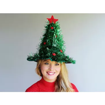 Díszített karácsonyfa kalap - zöld (1 db-os csomagolás)