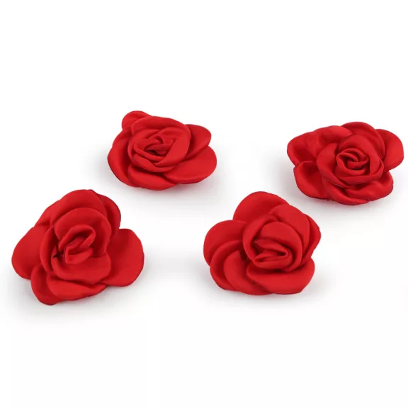 Szatén szalag rózsa varrható, ragasztható Ø5; 6 cm - 5 (Ø5 cm) piros (4 db-os csomagolás) Szatén szalag rózsa varrható, ragasztható Ø5; 6 cm - 5 (Ø5 cm) piros (4 db-os csomagolás)