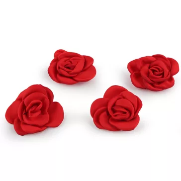   Szatén szalag rózsa varrható, ragasztható Ø5; 6 cm - 5 (Ø5 cm) piros (50 db-os csomagolás)