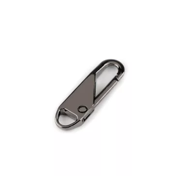   Fém karabiner / tartalék cipzár húzóka - 2 nikkel fekete matt (100 db-os csomagolás)