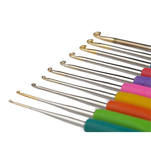 Puha szilikon nyelű horgolótű készlet arany hegyű