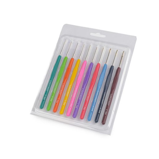 Puha szilikon nyelű horgolótű készlet arany hegyű