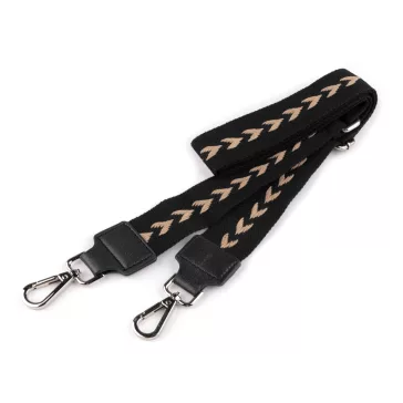   Textil állítható táskafül karabiner 3,8 cm széles - 7 fekete platina (3 db-os csomagolás)