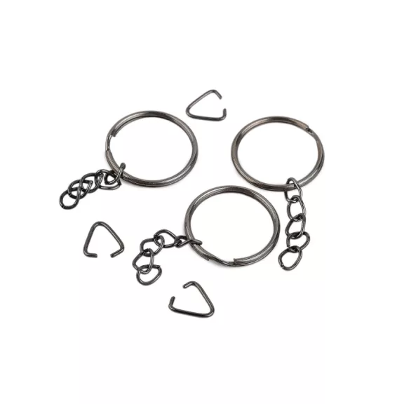 Láncos kulcskarika Ø25 mm összekötővel - 2 nikkel fekete (10 db-os csomagolás) Láncos kulcskarika Ø25 mm összekötővel - 2 nikkel fekete (10 db-os csomagolás)