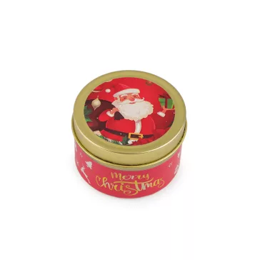   Karácsonyi illatú gyertya fémdobozban 60 g - 1 világos krém Santa (6 db-os csomagolás)