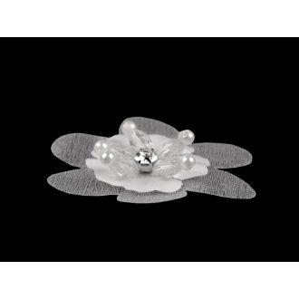   Virág csiszoltkövekkel és gyöngyökkel varrható és ragasztható Ø4,5 cm