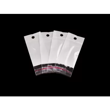   PP bopp  ragasztó csíkos celofán tasak 4x6 cm egyik oldala átlátszó - fehér átlátszó (3000 db-os csomagolás)