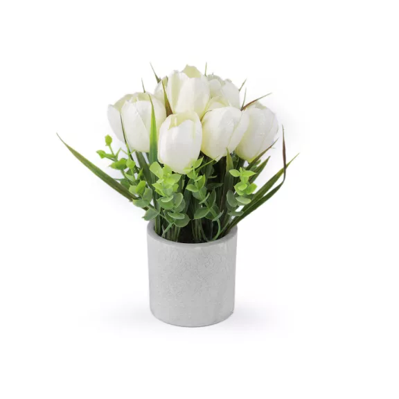 Cserepes mű tulipán virág - 1 fehér (1 db-os csomagolás) Cserepes mű tulipán virág - 1 fehér (1 db-os csomagolás)