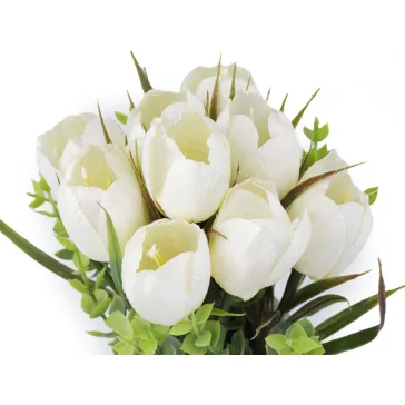   Cserepes mű tulipán virág - 1 fehér (1 db-os csomagolás)
