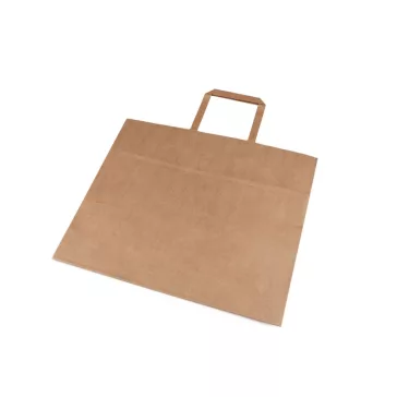   Papír táska széles aljal 32x27 cm - természetes barna (100 db-os csomagolás)