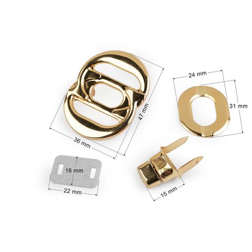 Fém táskakapocs készlet 36x47 mm