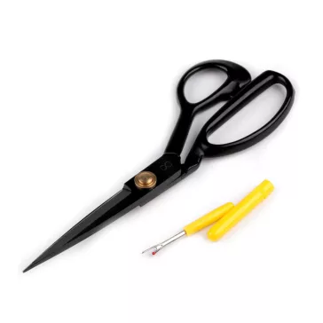   Szabóolló QK hossza 23 cm varratbontóval - fekete (3 db-os csomagolás)