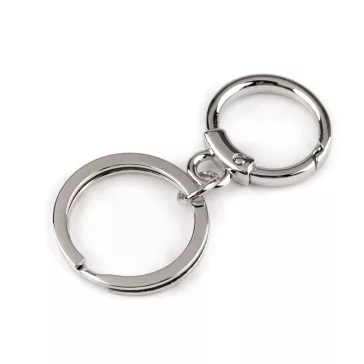   Fém karabiner kulcs karikával - 1 nikkel (50 db-os csomagolás)