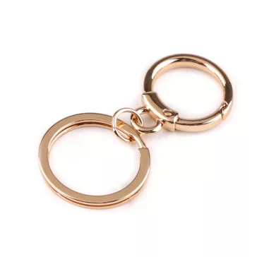   Fém karabiner kulcs karikával - 2 rózsaarany (50 db-os csomagolás)
