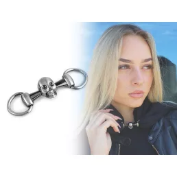 Fém csatt / motoros koponya dísz 22x76 mm