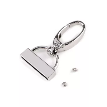   Fém karabiner forgatható heveder végződéssel, bújtató 25 mm - 1 nikkel (30 db-os csomagolás)