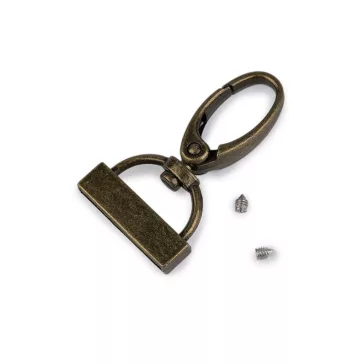   Fém karabiner forgatható heveder végződéssel, bújtató 25 mm - 4 ósárgaréz (30 db-os csomagolás)
