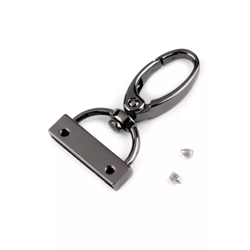 Fém karabiner forgatható heveder végződéssel, bújtató 25 mm