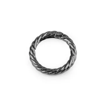   Dísz karabiner karika Ø25 mm - 2 nikkel fekete (50 db-os csomagolás)