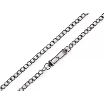   Lánc táskára karabinerrel hossza 125 cm, szélessége 8 mm - 2 nikkel fekete (9 db-os csomagolás)