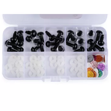   Csillámos biztonsági szemkészlet Ø10; 12 mm - 1 (10 mm) színkeverék (3 szett)