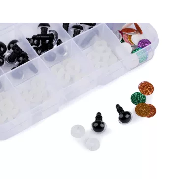   Csillámos biztonsági szemkészlet Ø10; 12 mm - 1 (10 mm) színkeverék (3 szett)
