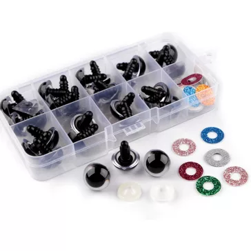   Csillámos biztonsági szemkészlet Ø14; 16 mm - 2 (16 mm) fekete (1 szett)