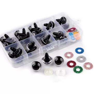   Csillámos biztonsági szemkészlet Ø14; 16 mm - 2 (16 mm) fekete (3 szett)