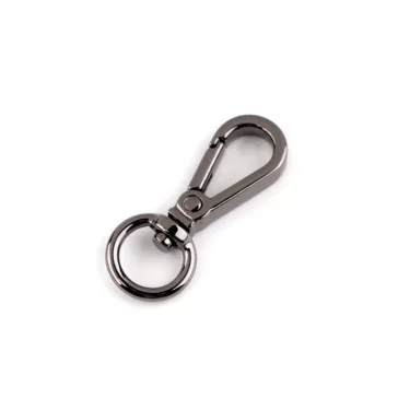  Fém forgó karabiner 9 mm-es lyuk - 2 nikkel fekete (10 db-os csomagolás)