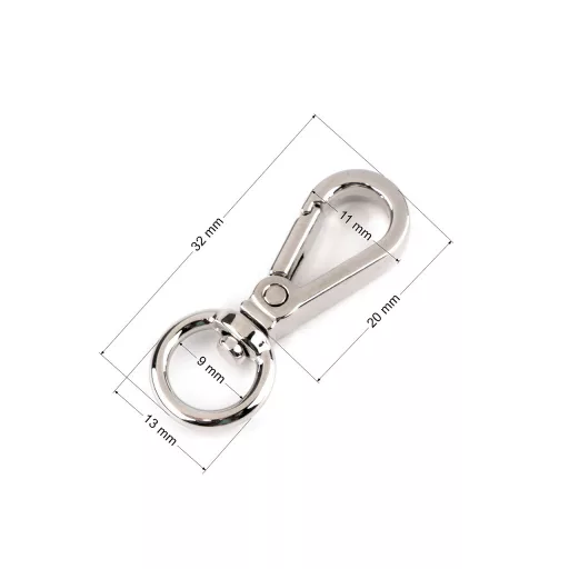 Fém forgó karabiner 9 mm-es lyuk