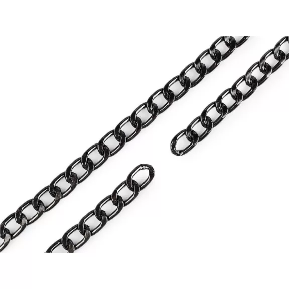 Lapos lánc, szélessége 13 mm, folyóméteres - 2 nikkel fekete Lapos lánc, szélessége 13 mm, folyóméteres - 2 nikkel fekete