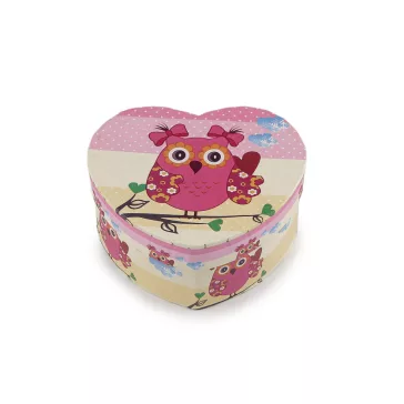   Ajándék doboz szív,bagoly 11,5x10 cm - 2 középrózsaszín ecrü
650253 650303 650324 (6 db-os csomagolás)