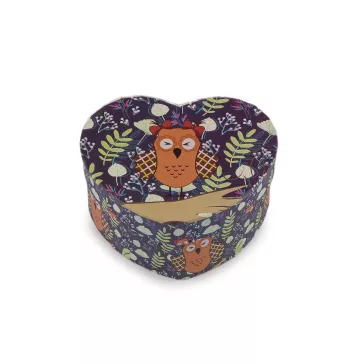   Ajándék doboz szív,bagoly 11,5x10 cm - 4 lila sötét (1 db-os csomagolás)