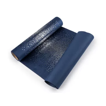  Velvet / bársony futók és dekorációk készítéséhez széles 28 cm - 4 blue dark ezüst (10,8 m-os csomagolás)