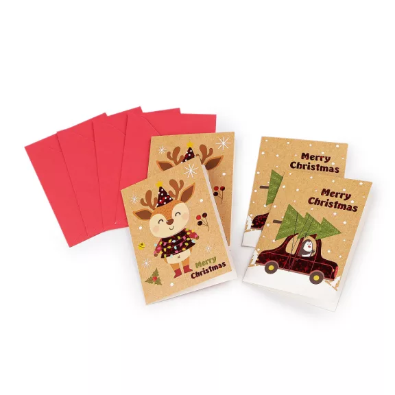 Mini karácsonyi üdvözlőkártya borítékkal, készlet 4 db - 3 mix (1 szett) Mini karácsonyi üdvözlőkártya borítékkal, készlet 4 db - 3 mix (1 szett)