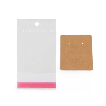   Ékszer bemutató kártya BOPP tasakkal 5x6 cm - 1 természetes barna (600 szett)