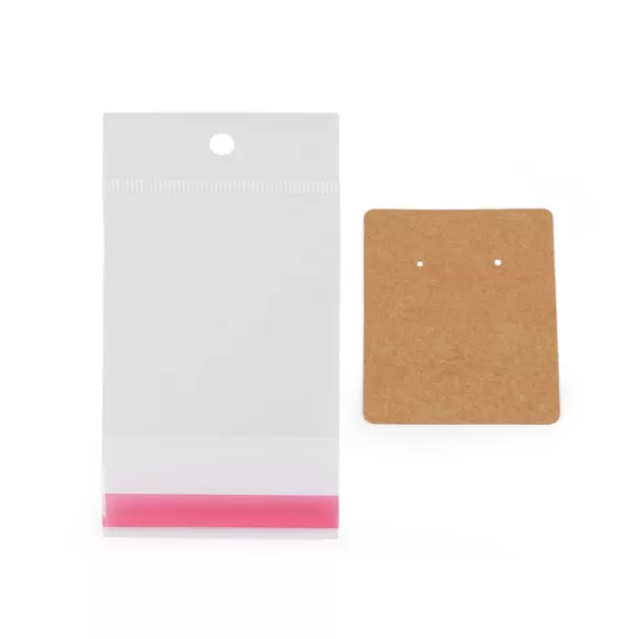 Ékszer bemutató kártya BOPP tasakkal 5x6 cm - 1 természetes barna (600 szett) Ékszer bemutató kártya BOPP tasakkal 5x6 cm - 1 természetes barna (600 szett)