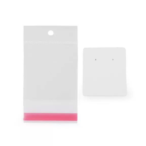 Ékszer bemutató kártya BOPP tasakkal 5x6 cm - 2 fehér (200 szett) Ékszer bemutató kártya BOPP tasakkal 5x6 cm - 2 fehér (200 szett)