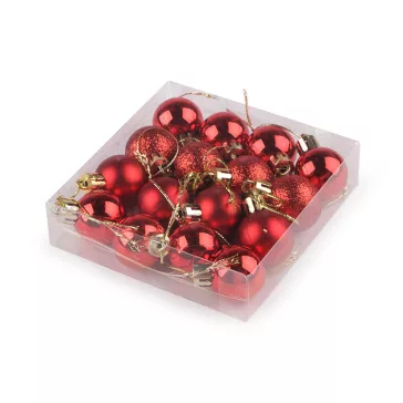 Karácsonyi gömb szett Ø30 mm - 4 piros (5 box)