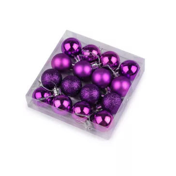 Karácsonyi gömb szett Ø30 mm - 9 lila (1 box)
