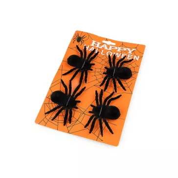 Halloween pók bársonyos - fekete (4 db-os csomagolás)