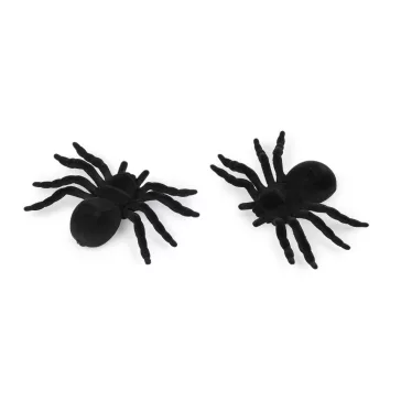 Halloween pók bársonyos - fekete (12 db-os csomagolás)