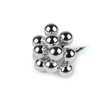   Mini karácsonyi gömbök dróton Ø2 cm - matt és fényes - 3 ezüst fény (60 db-os csomagolás)
