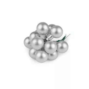   Mini karácsonyi gömbök dróton Ø2 cm - matt és fényes - 4 ezüst matt (60 db-os csomagolás)