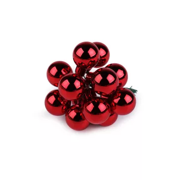   Mini karácsonyi gömbök dróton Ø2 cm - matt és fényes - 9 piros fény (60 db-os csomagolás)